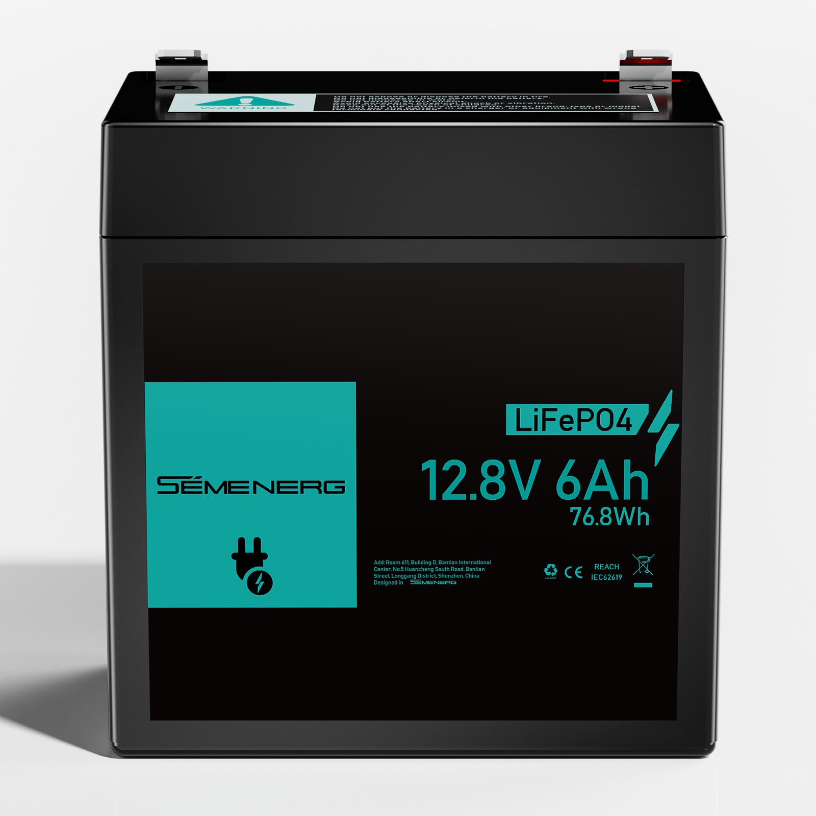 12v 6ah lifepo4 battery front view