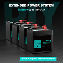 Extended power system with batteries on a dark background