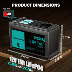 Battery pack with dimensions and specifications on a wooden surface